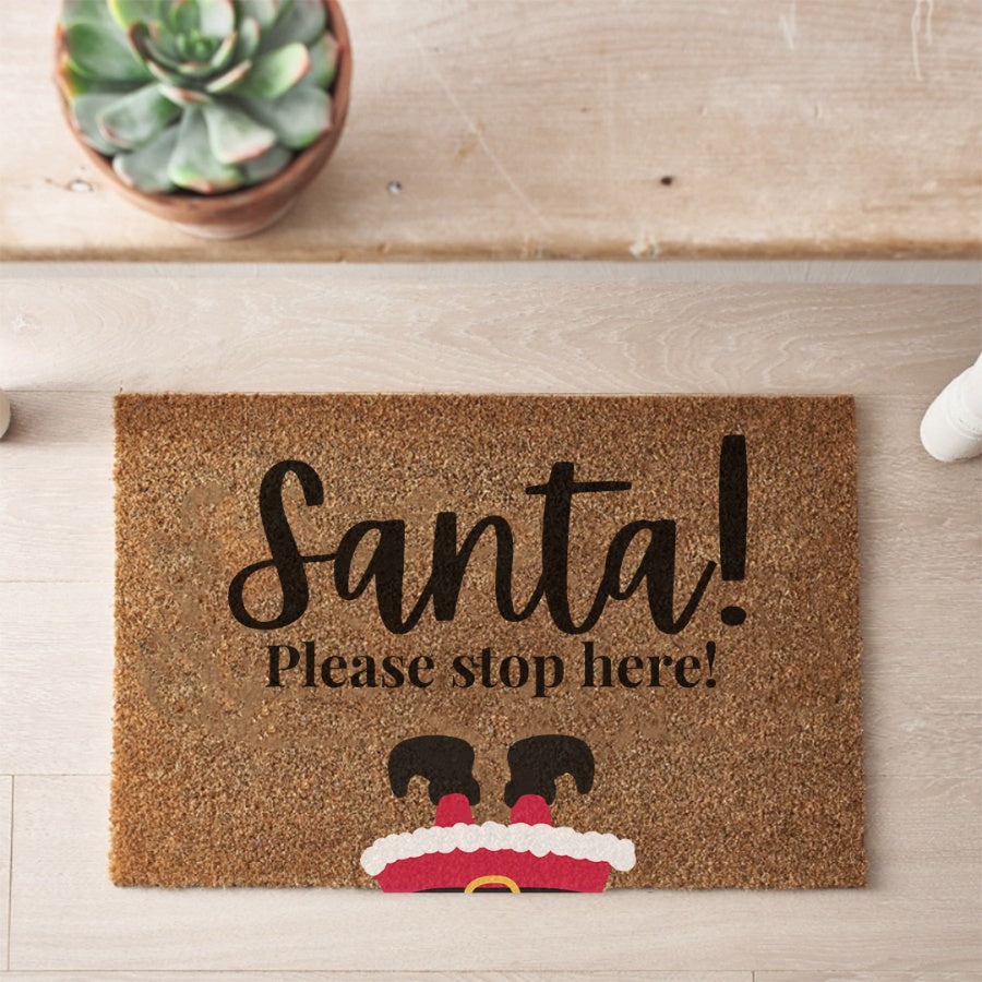 Santa Stop Here Doormat