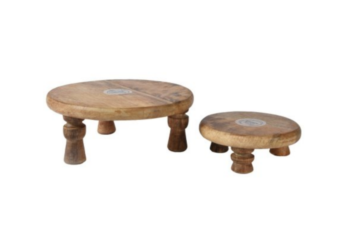 Mango Wood Raised Plates, Set Of 2