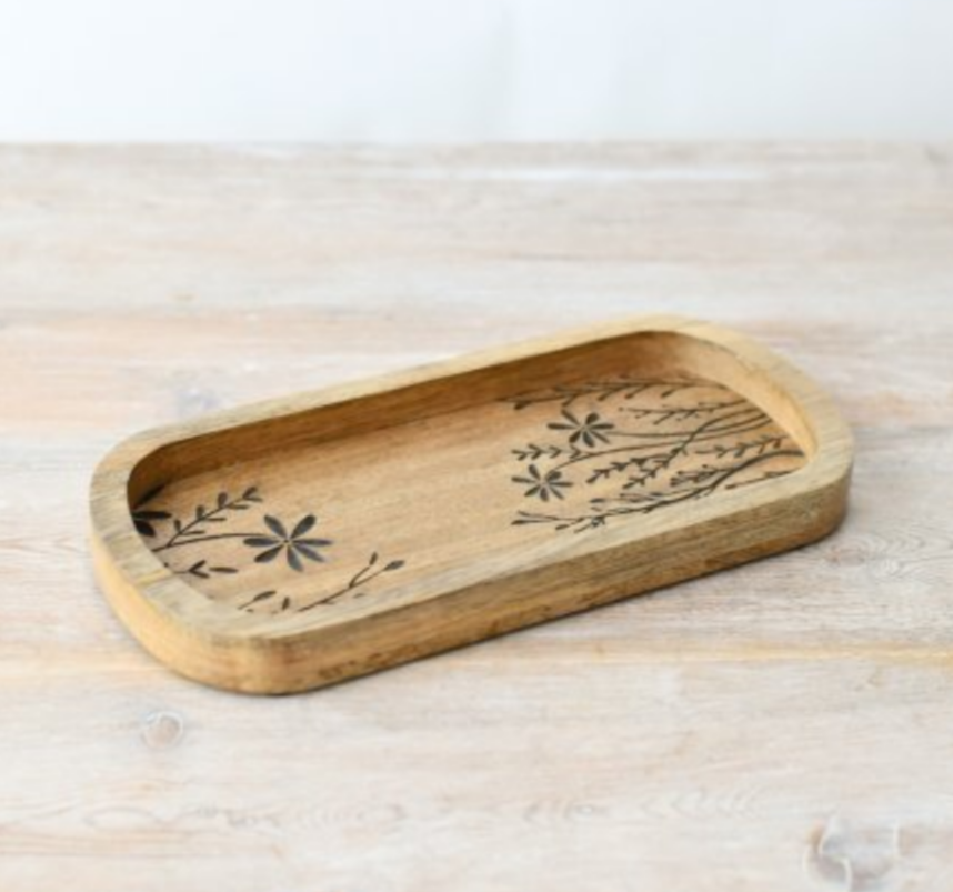 Etched Floral Tray