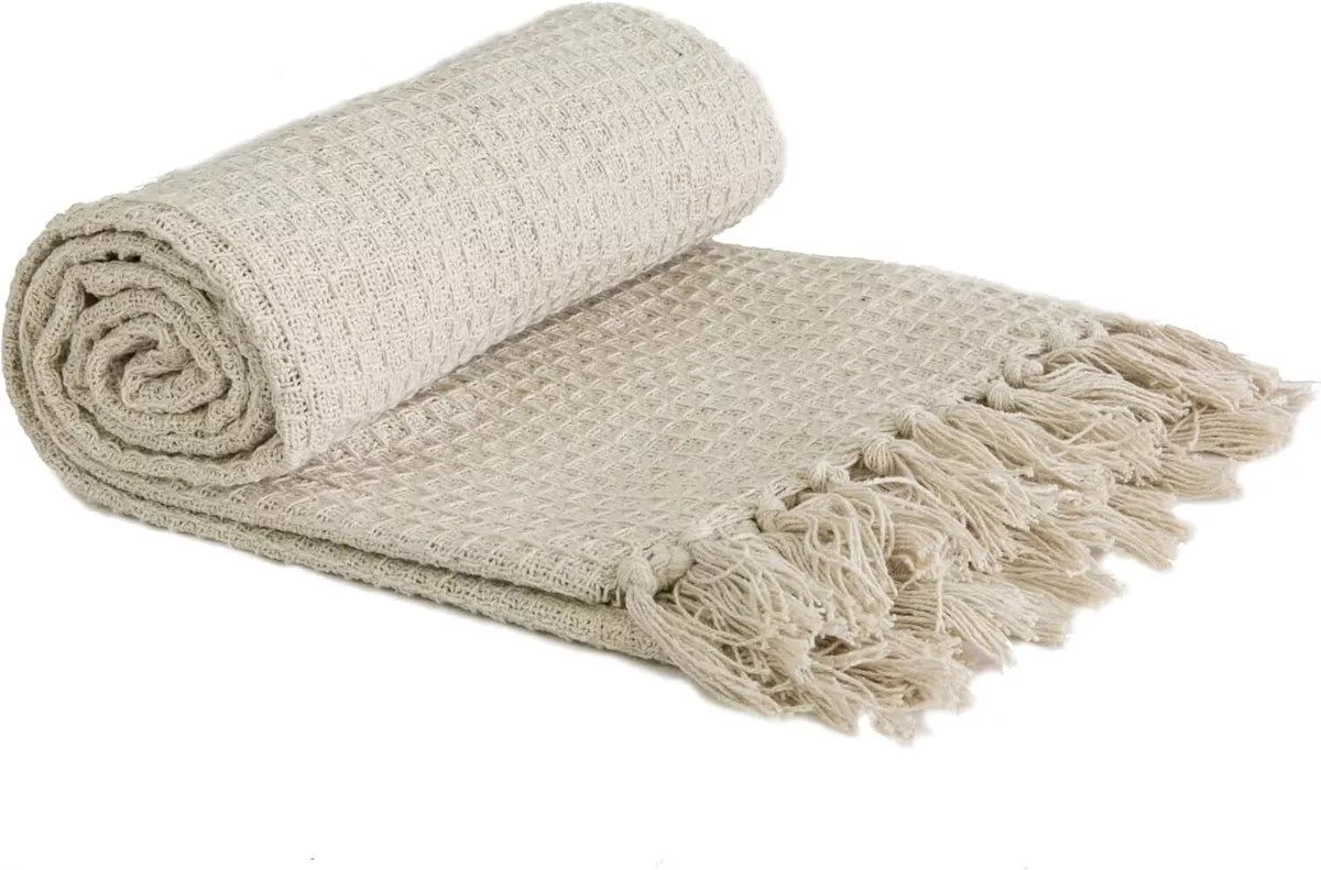 Honeycomb Ivory Throw - Cotton