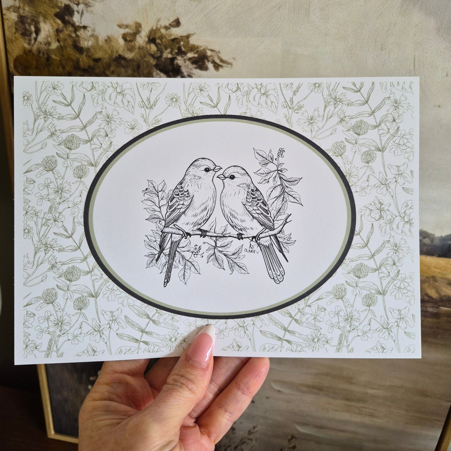 Vintage Style Love Bird Print