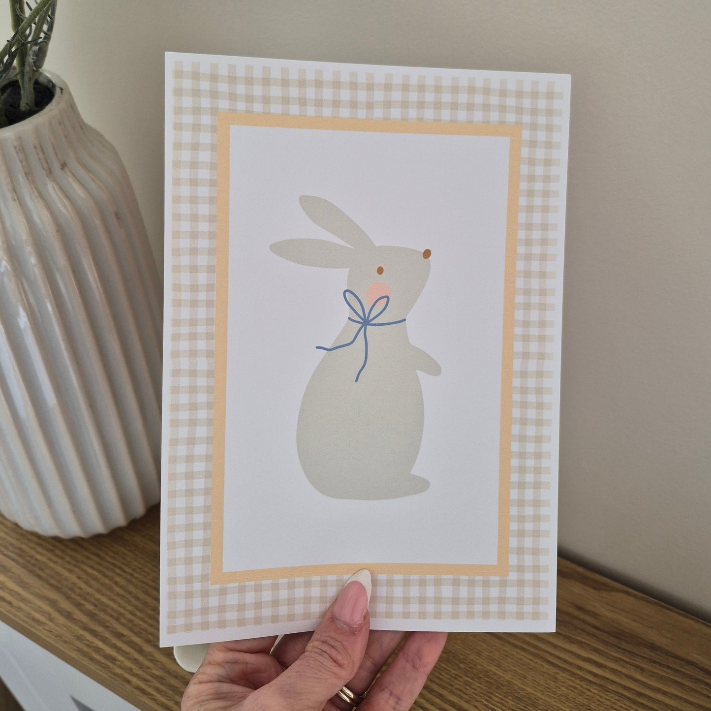 Gingham Bunny Print