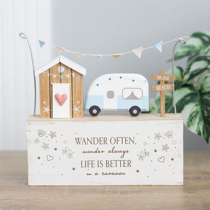 Beach Hut Caravan Wooden Ornament