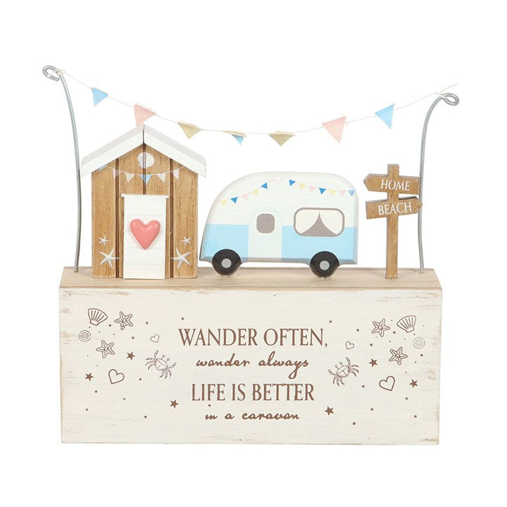 Beach Hut Caravan Wooden Ornament