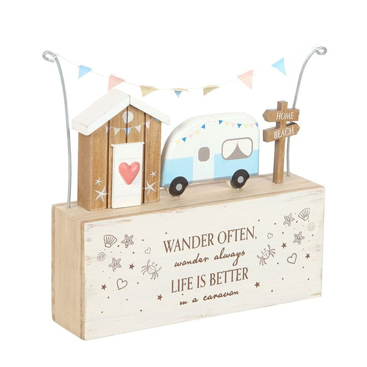 Beach Hut Caravan Wooden Ornament