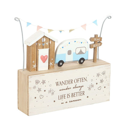Beach Hut Caravan Wooden Ornament