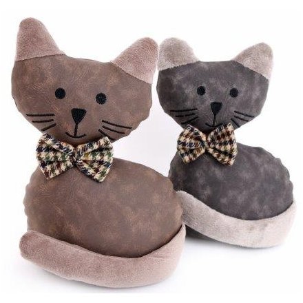 Tartan Bow Cat Doorstops, 25cm