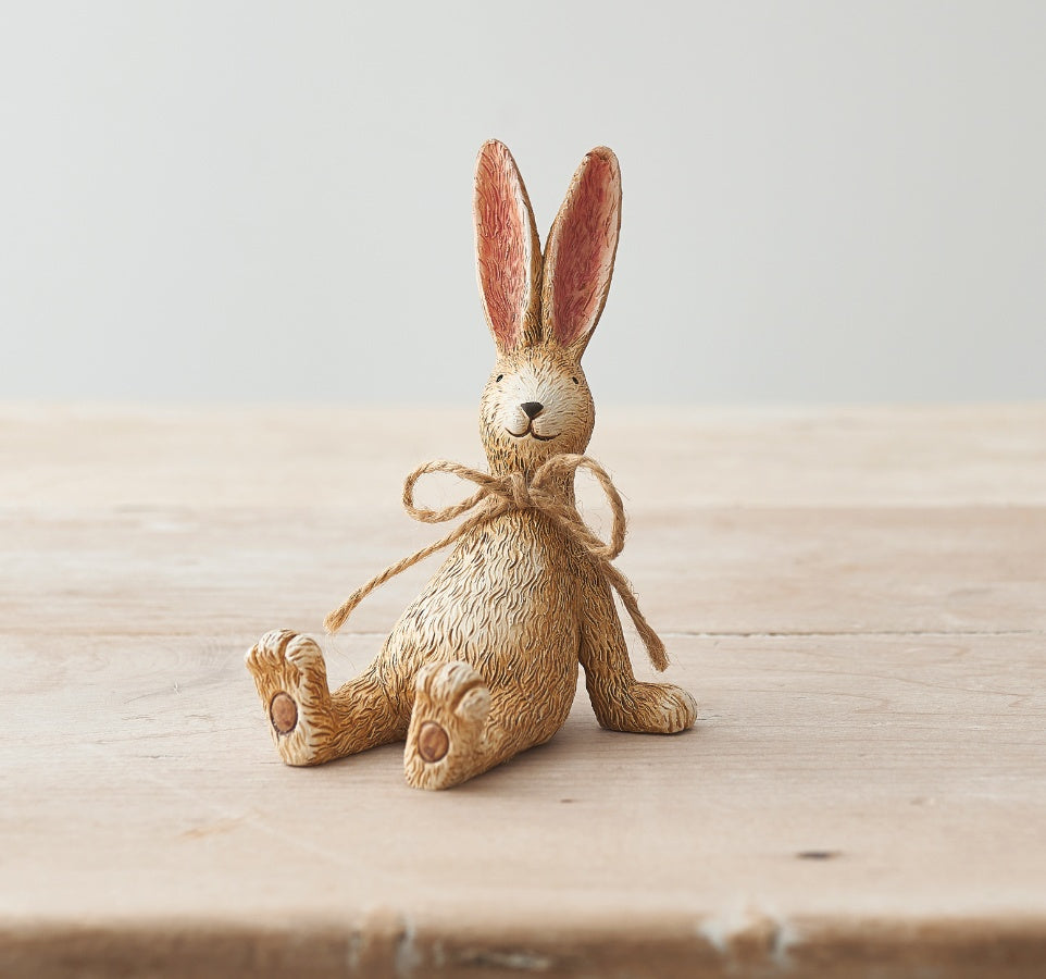 Sitting Rabbit With Jute Bow