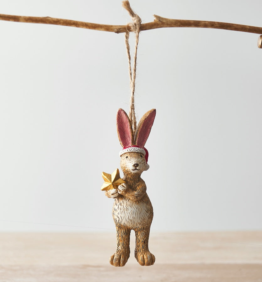 Jasper Rabbit Hanging Santa Star