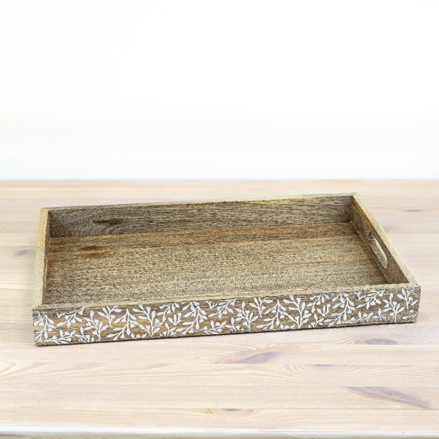 45cm Floral Wooden Tray