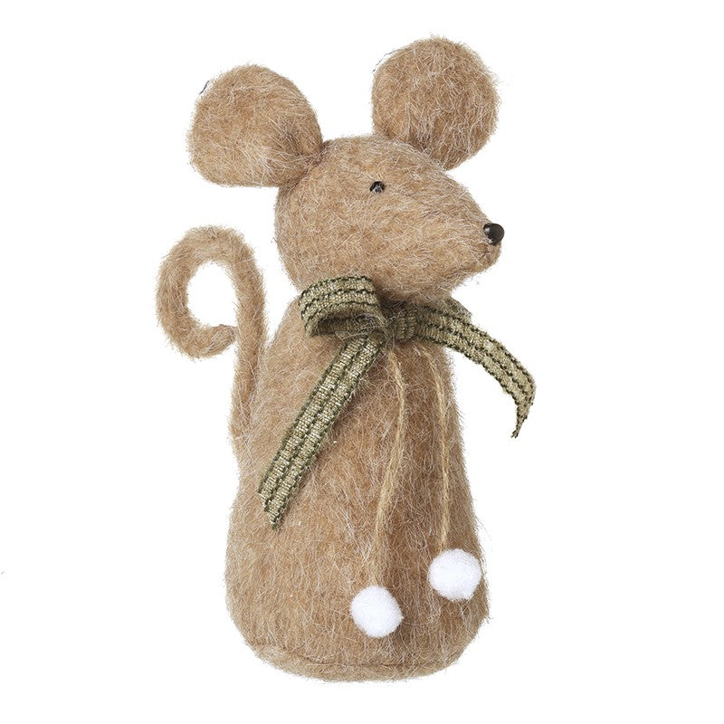 Standing Felt Mouse Green Bow