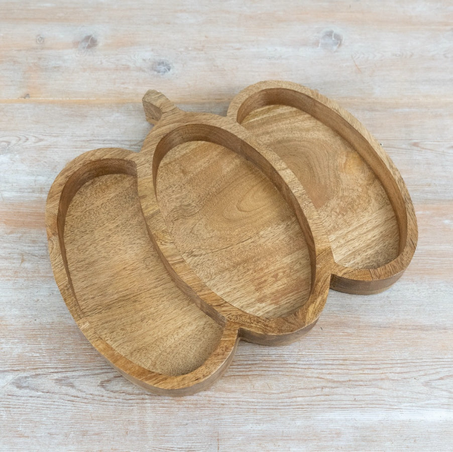 Wooden Pumpkin Serving Tray