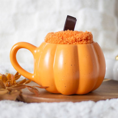 Orange Pumpkin Mug And Sock Giftset