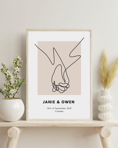 Couples Hands Line Art Print