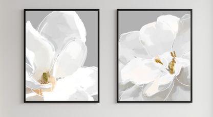 Grey Flower Prints, set of 2