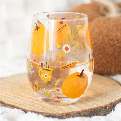 Autumn Pumpkin Stemless Glass
