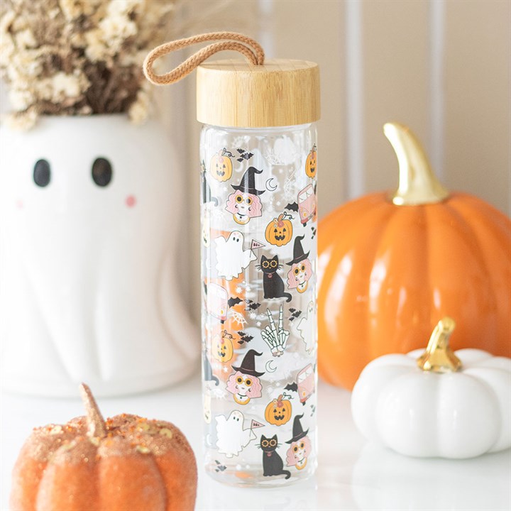 Ghost Print Glass Water Bottle