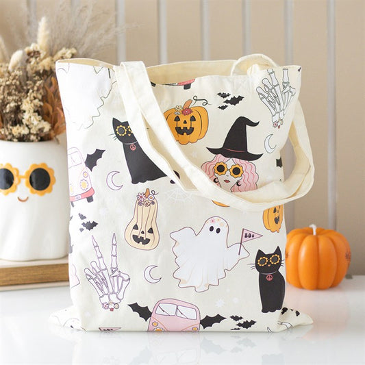 Floral Ghost Print Tote Bag