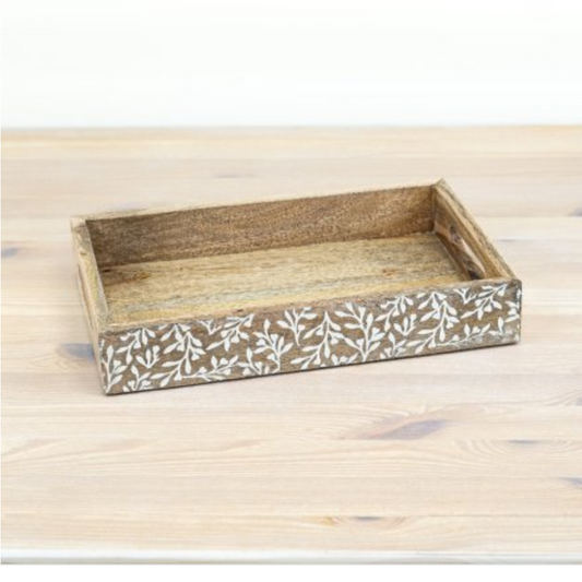 Floral Wood Serving Tray