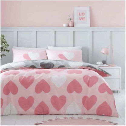 Pretty Hearts Reversible Single Duvet Set