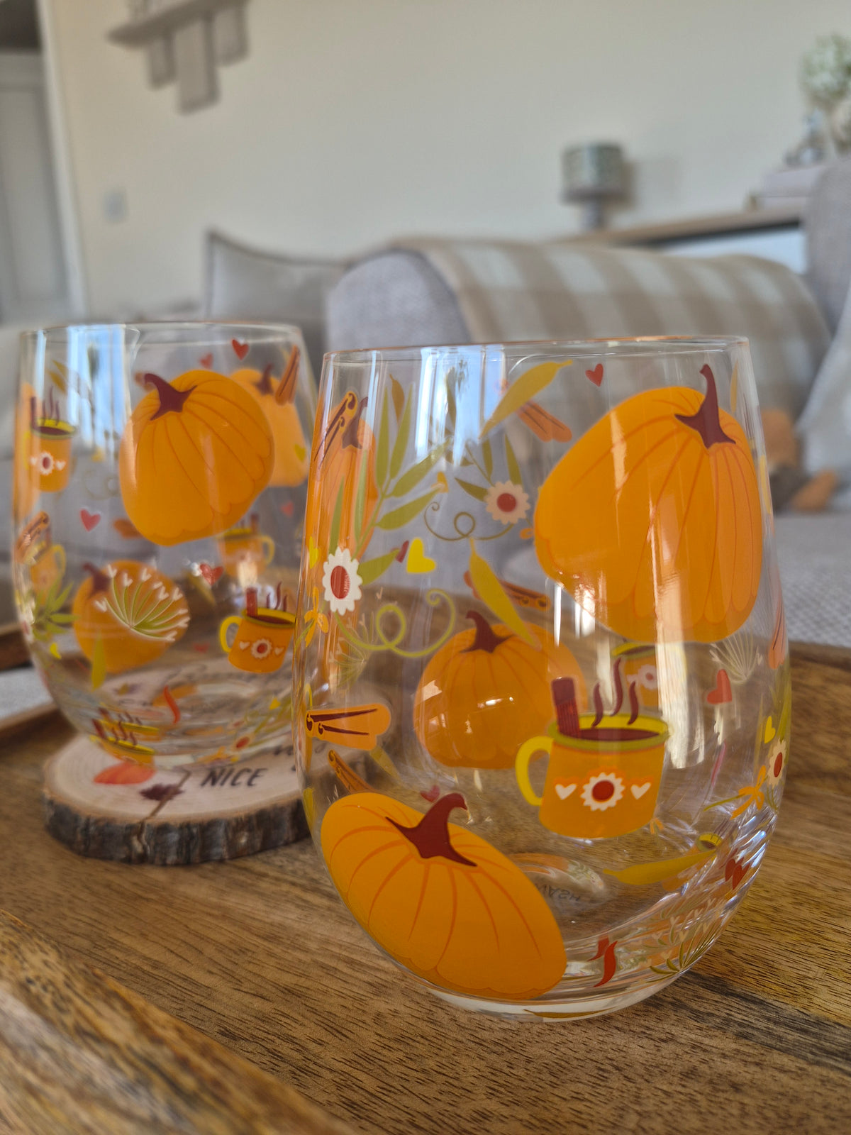 Autumn Pumpkin Stemless Glass