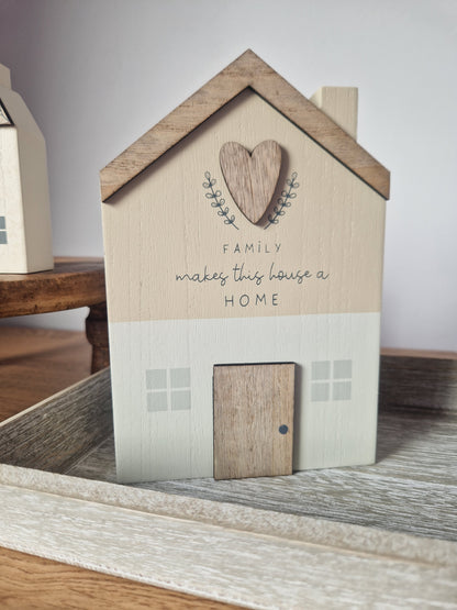 Moments - Wooden House With Family Quote