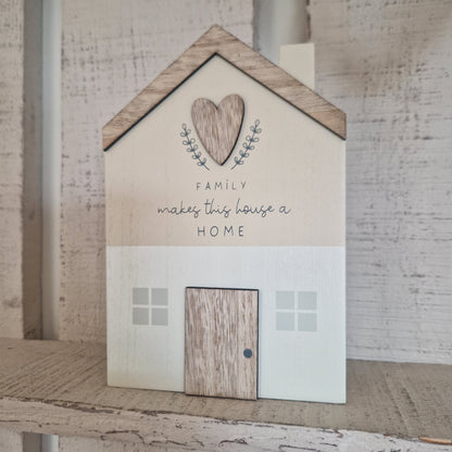 Moments - Wooden House With Family Quote