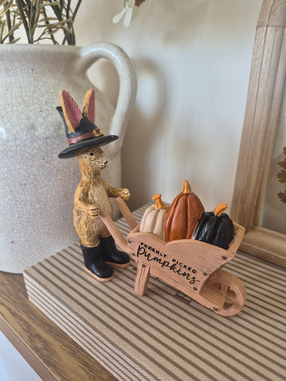 Pumpkin Patch Rabbit With Wheelbarrow