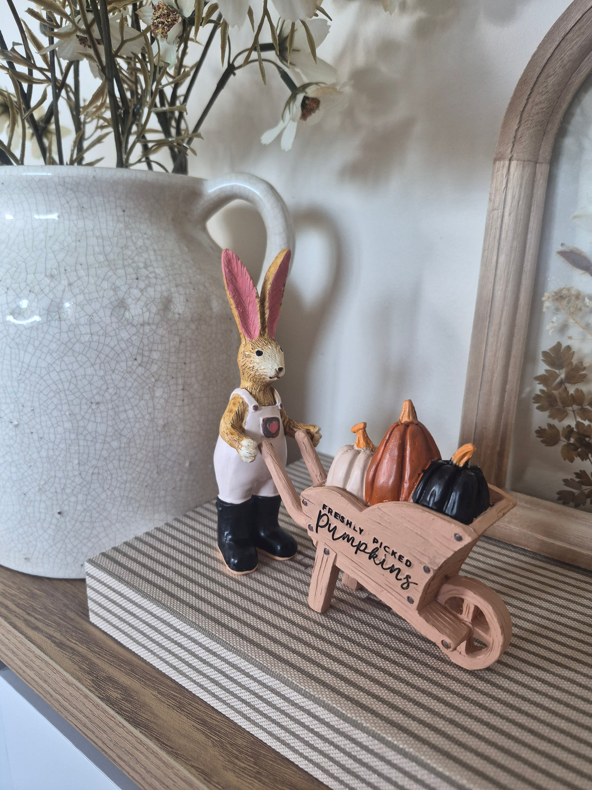 Fresh Pumpkins Rabbit With Wheelbarrow