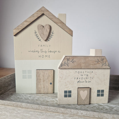 Moments - Wooden House With Family Quote