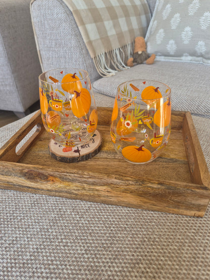 Autumn Pumpkin Stemless Glass
