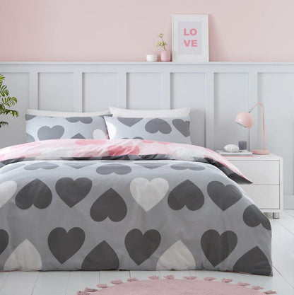 Pretty Hearts Reversible Single Duvet Set