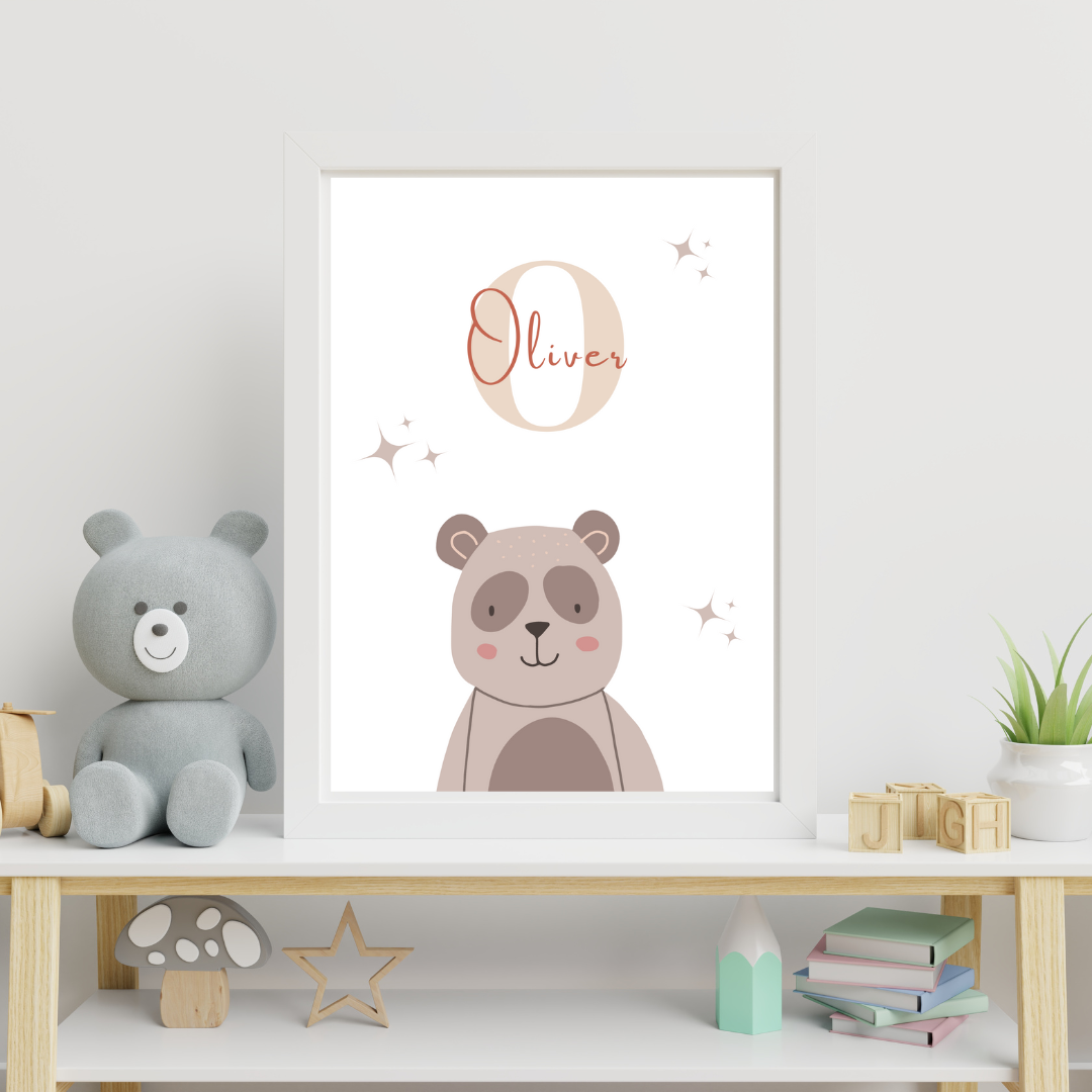 Brown Bear Initial Print