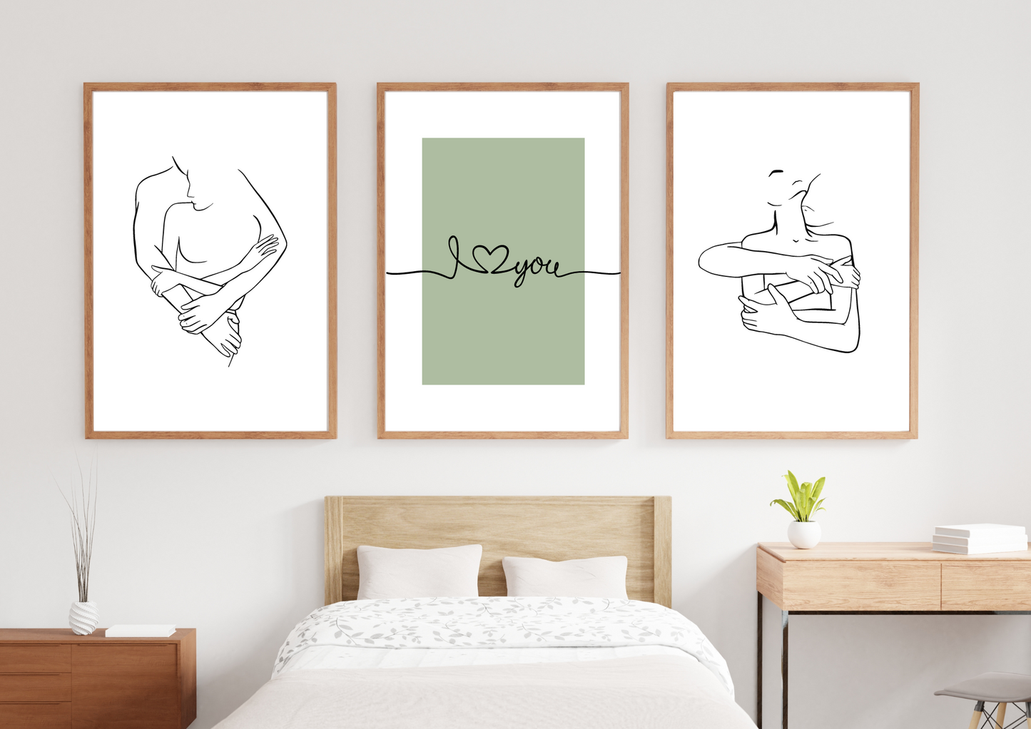 I Love You Line Art Prints, Set Of 3