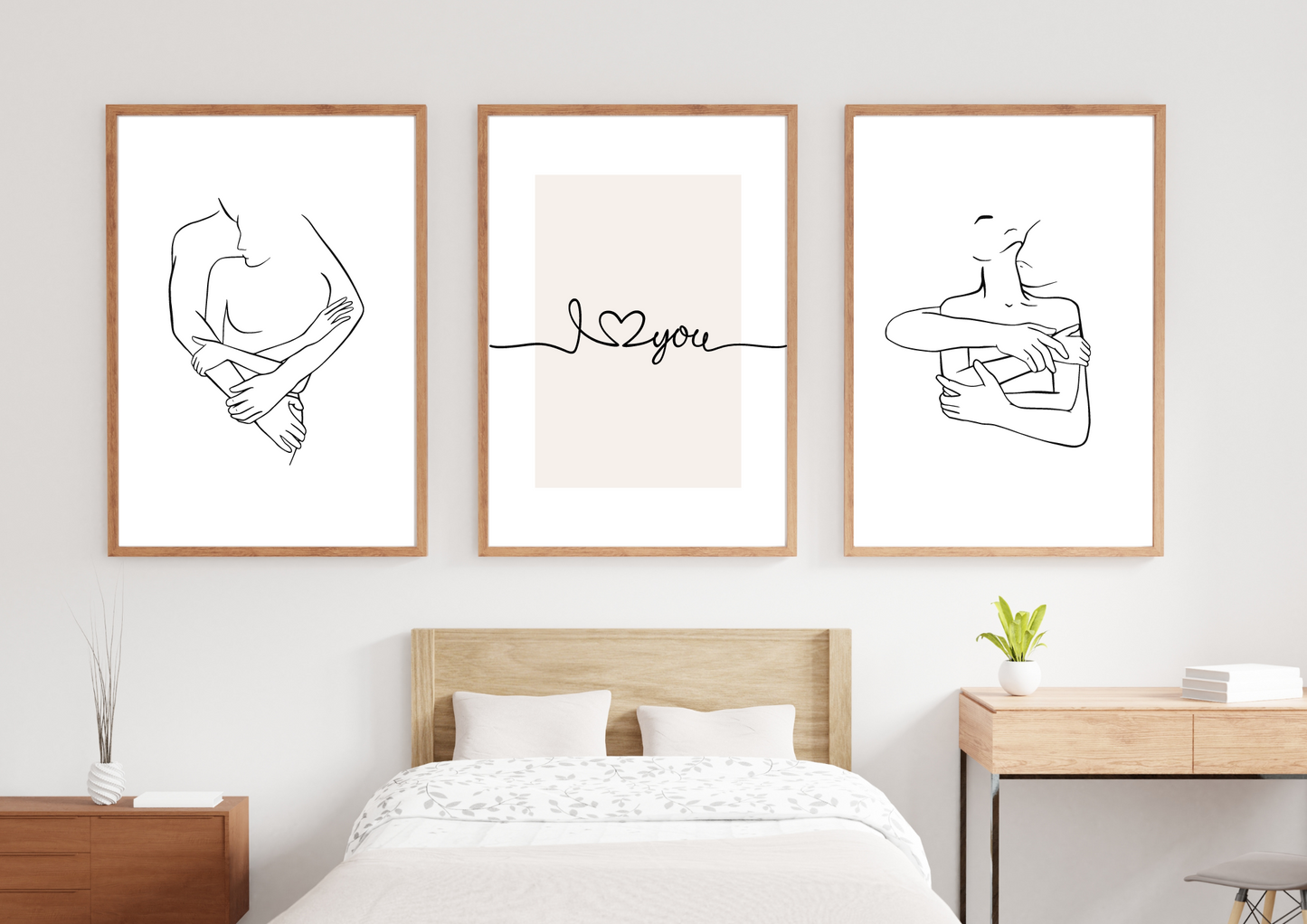 I Love You Line Art Prints, Set Of 3