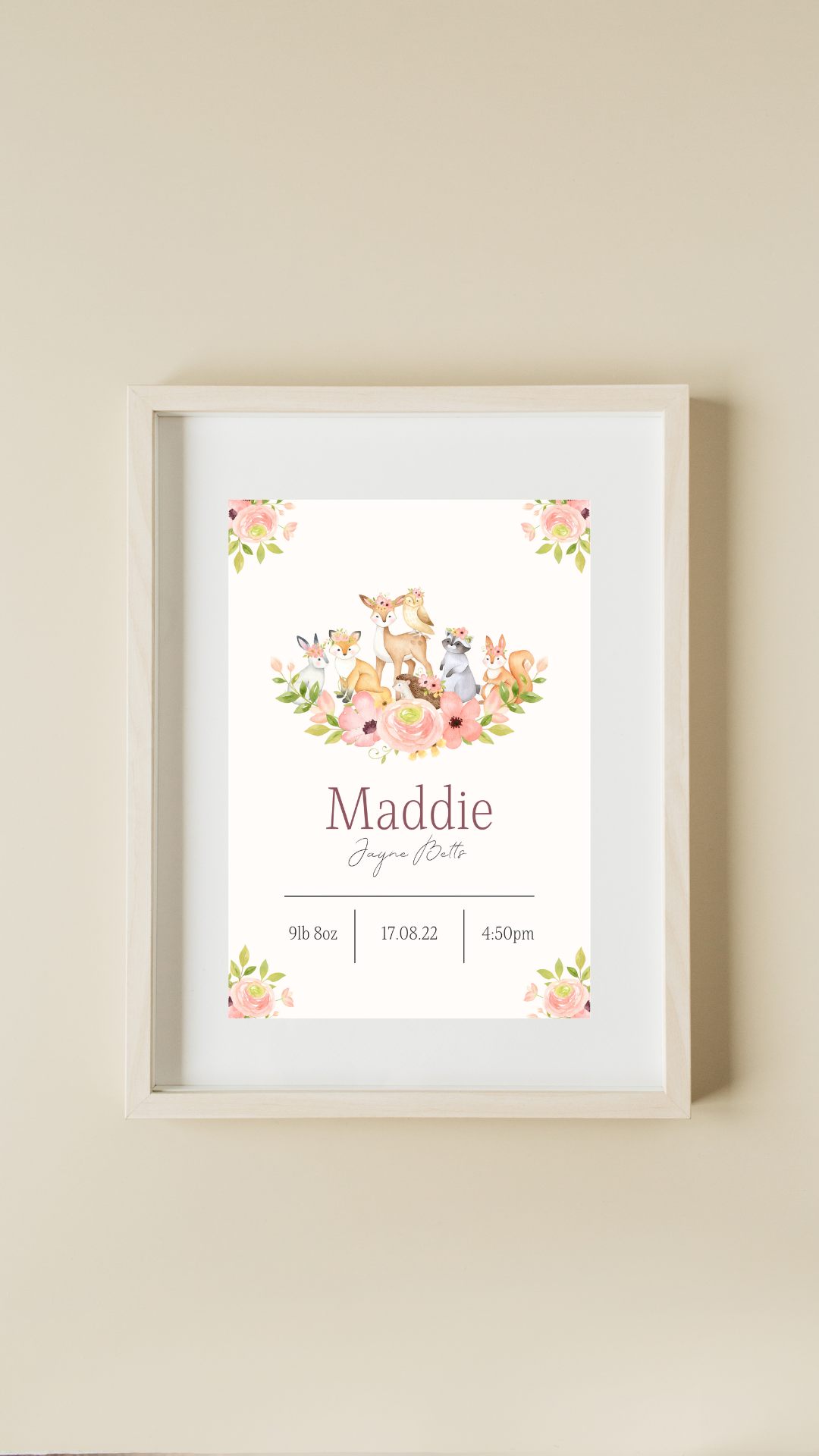 Floral Woodland Baby Print