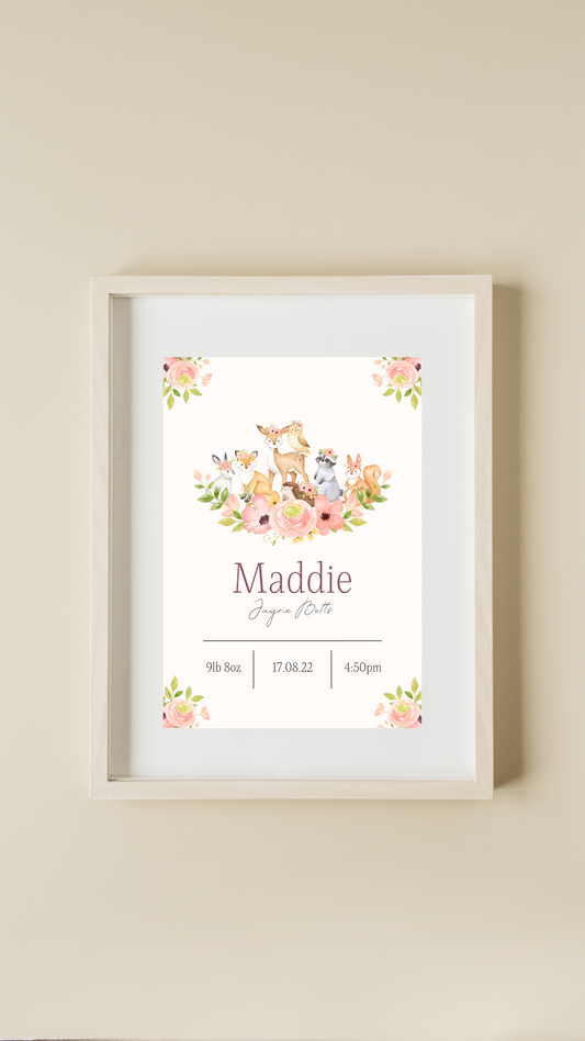 Floral Woodland Baby Print
